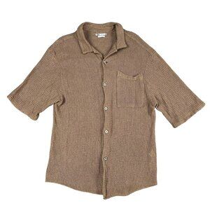 Zara Relaxed Fit 100% Cotton Beige Slouchy Short Sleeve Cardigan Sz XL